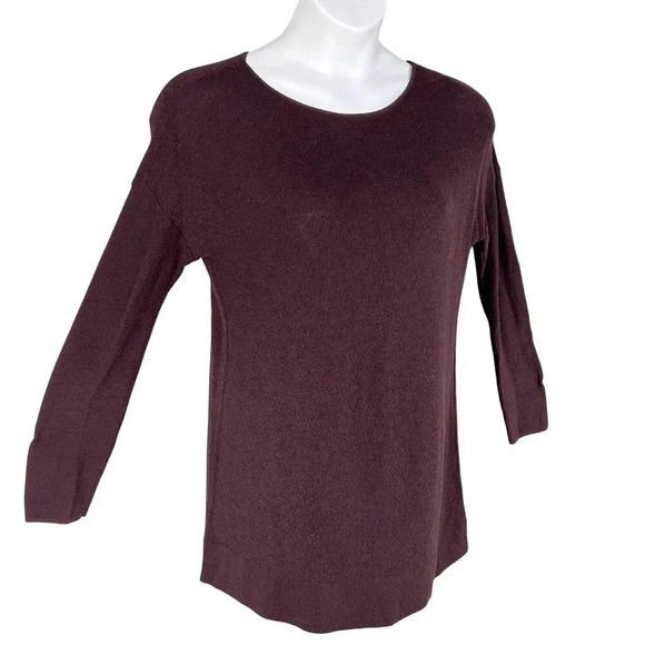 J Jill Womens M Washable  Merino Wool Blend Tunic Waffle Knit Sweater Minimalist - Picture 3 of 15